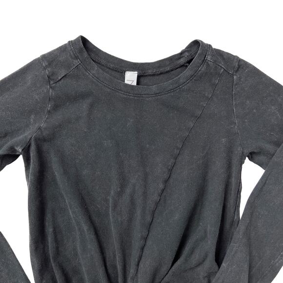 Zella Girls Size XS‎ Long Sleeve T Shirt Gray Tie Knot Waist - Picture 3 of 8